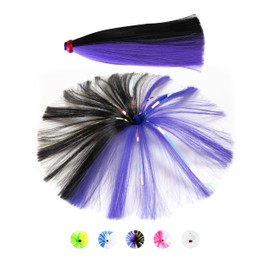 BLUEWING 1/2oz Sea Trolling Lures with Lead Head Saltwater Fishing Witches Big Game Ballyhoo Skirt for Tuna, Wahoo, Sailfish, Mahi Mahi, Black/Purple