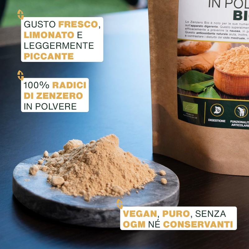 Zenzero in polvere Bio 200G | Digestione, Articolazioni, Nausea |