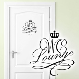 Grandora W881 Wall Sticker Door Sticker Toilet Lounge with Crown I Black (W x H) 14 x 14 cm I Bathroom Toilet Sticker Wall Sticker Door