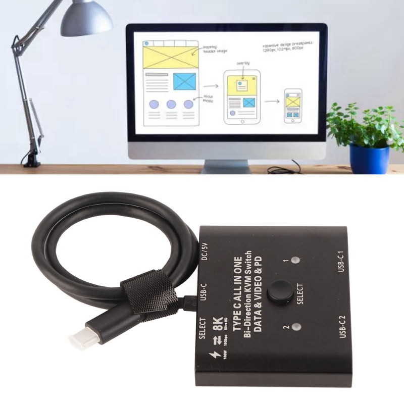 USB C Bi Directional Switcher 2 in 1 Out 1