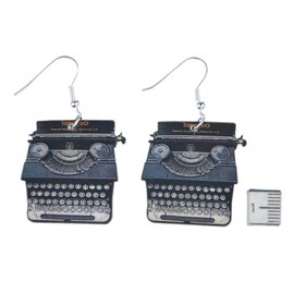 Miniblings Typewriter Earrings Writing Vintage Script Laser Cut Wood
