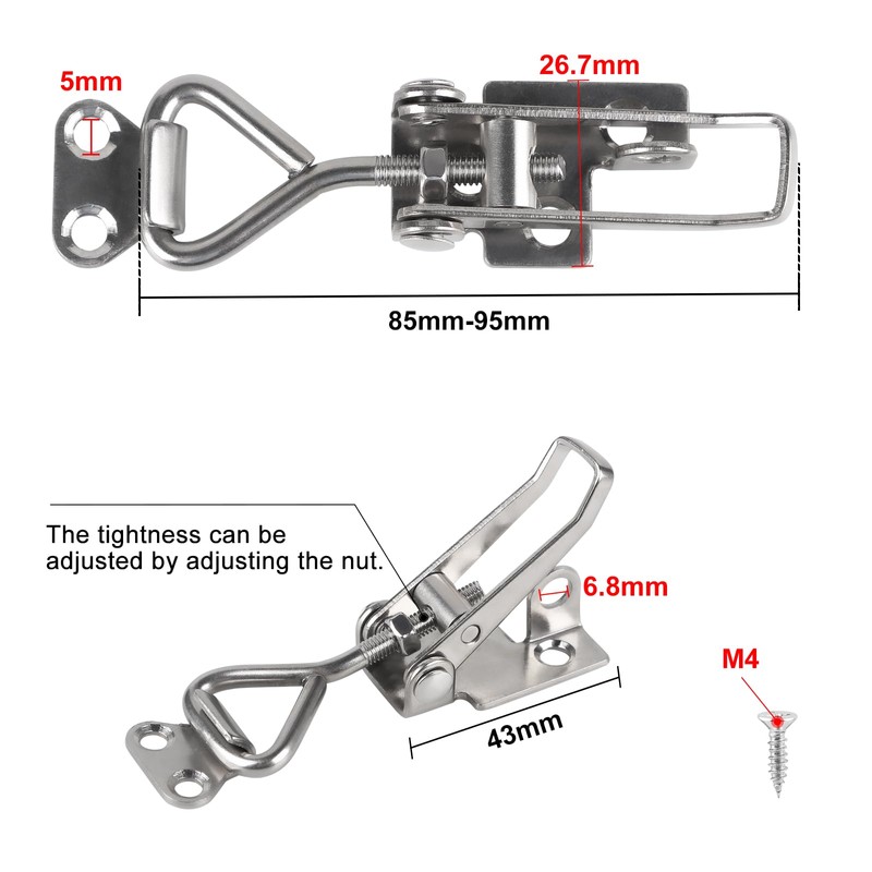 EXLECO 4 Pieces Stainless Steel Toggle Lock Set Lockable Toggle