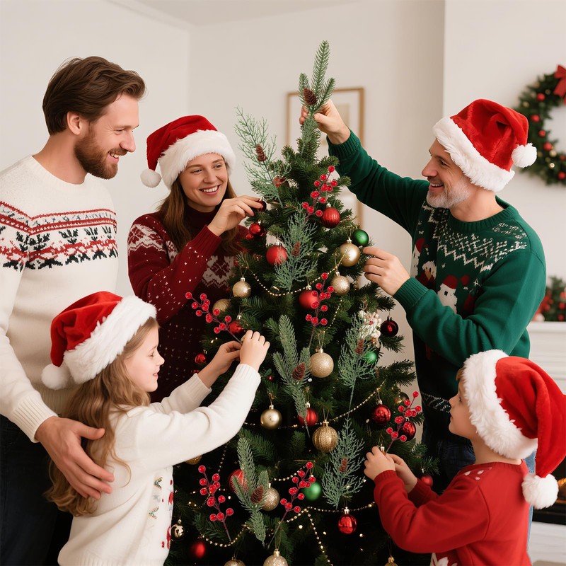 60Pcs Christmas Artificial Pine Branches,Faux Pine Needles with Pine Cones