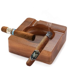 Cool Wood Cigar Ashtray for Outdoors, Luxury Ashtrays with 4 Durable Solid Slot Holder, Wooden Ash Tray for Outdoor Home Patio and Bar, Cigar Accessories for Men (Wood)