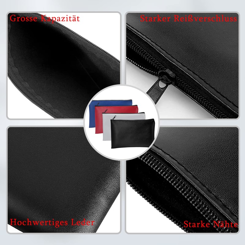 WanderGo Pack of 4 Wallet Bank Bags, Dark blue, black,