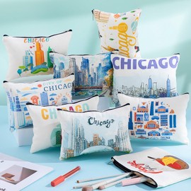 Reginary 12 Pcs Chicago Souvenirs Chicago Makeup Bag Chicago Travel Gift Cosmetic Bag Trip Gifts Favors Chicago City Themed Gifts for Traveller Birthday Christmas Bachelorette Party Favors