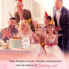 FLYAB Birthday Card for Women - 5.5"x8" Flower Daughter in Law Birthday Card with Envelope Your Happiness Warm Wishes Daughter in Law Gifts for Her Girl Women