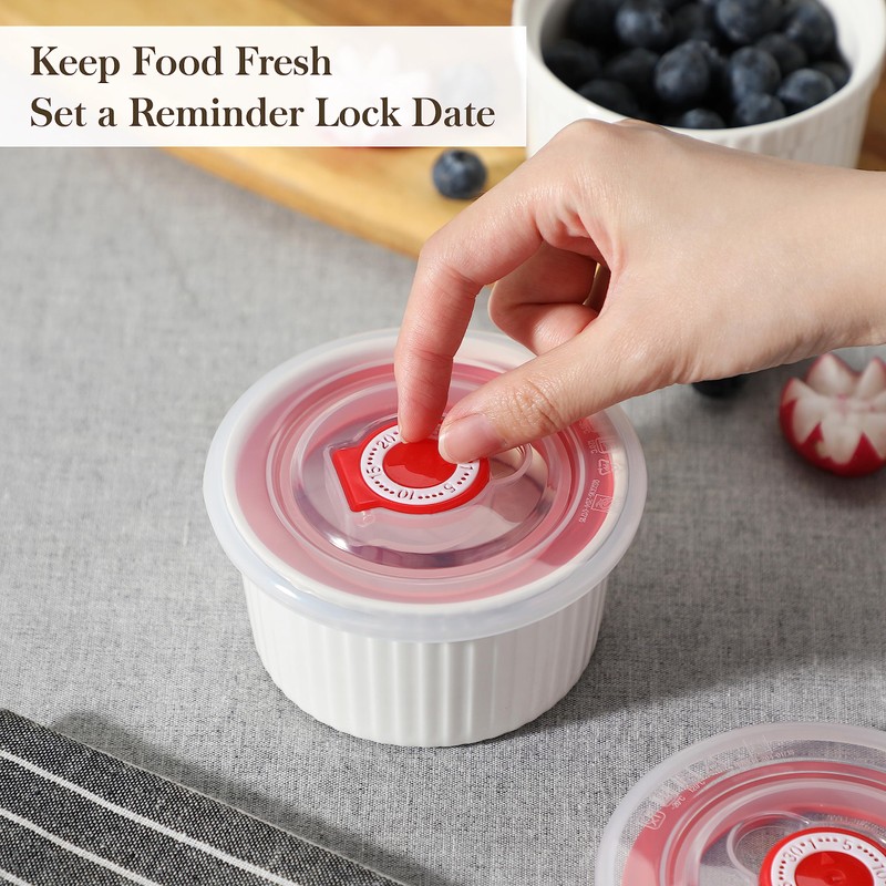 MALACASA Ramekins with Lids 8 oz - Set of 6,