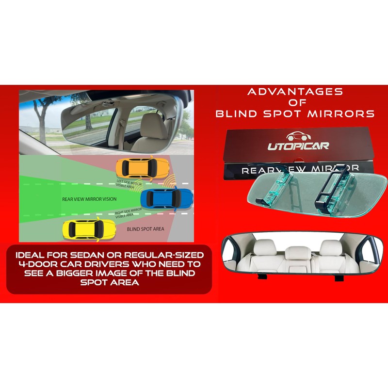 Universal Car Rear View Mirror and Blind Spot Mirrors -
