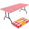 Smiry Picnic Table Cloth 2 Pack, Waterproof Elastic Fitted Tablecloths