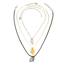 3pcs Friendship Necklaces, Best Friend Necklaces Funny Sun Moon Star Friendship Necklace for 3 People Matching Friendship Gift Necklace Jewelry Gift