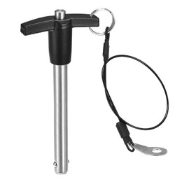 sourcing map T Handle Lock Pins, 25/64" Pin Dia. 3-5/32" Usage Length Stainless Steel Push-Button Quick Release Pin with Lanyard Cable (10mm-80mm)