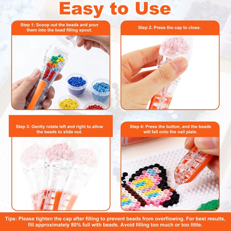 Fuse Beads Pen for 2.6mm Beads, Plastic Transparent Body High