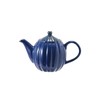Creative Co-Op 34-Ounce Stoneware Ribbed Teapots with Reactive Glaze, Blue
