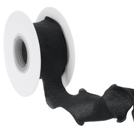 uxcell Plaid Ribbon, 1.6" Wide 10 Yards Buffalo Checked Gingham Plaid Wrinkled Pleated Ribbon for Gift DIY Bows Home Party Wrapping Wreath Crafts Decoration Polyester, Pleated Black