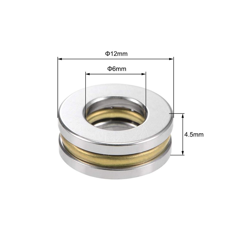 sourcing map 10pcs F6-12M Thrust Ball Bearings 6mm x 12mm