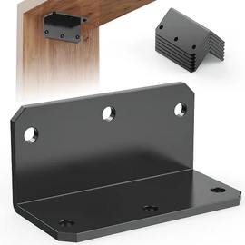 Wuno Shop 2"x4" Galvanized Corner Brace, 90 Degree Angle Iron Brackets with Holes, Metal Joint Bracket, Heavy Duty Right Angle Bracket for Wood Furniture, Raised Garden Bed Corner Brackets-black-6 pcs