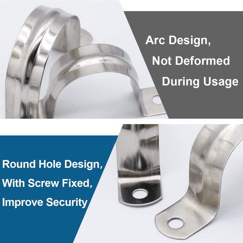 U-Pipe Clamps 60 mm, 2.4 Inch Pipe Bracket Stainless Steel
