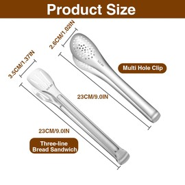 ZBKJYILF Pack von 2-Küchenzangen, Edelstahl, Rutschfest, Mehrzweckzangen, Verwendung für Brot, Grill, Kochen (Silber)