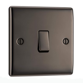 BG Electrical NBN12-01 Single Light Switch, Black Nickel, 2-Way, 16AX