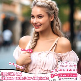 CORNER LACE 12Pcs Cowgirls Theme Elastic Hair Ties/Bands, 6Packs Bridal Shower Wedding Bachelorette Birthday Party Favors Bridesmaid Proposal Gifts, Thank You for Celebrating with Us Cards