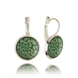 Elegant Small Round Drop Earrings; Birthday Gifts Surprise for Women (Green Silver)