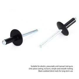 200pcs Black Blind Rivets Steel Mandrel Aluminum Body Pop Rivets Assortment Kit 3.2/4.0/4.8mm