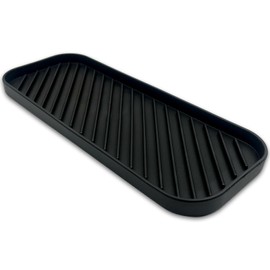 Silicone Sink Organizer Tray, Multi-Use Soap & Sponge Holder for Kitchen and Bathroom Countertops, Non-Slip Soap Dish(Black)