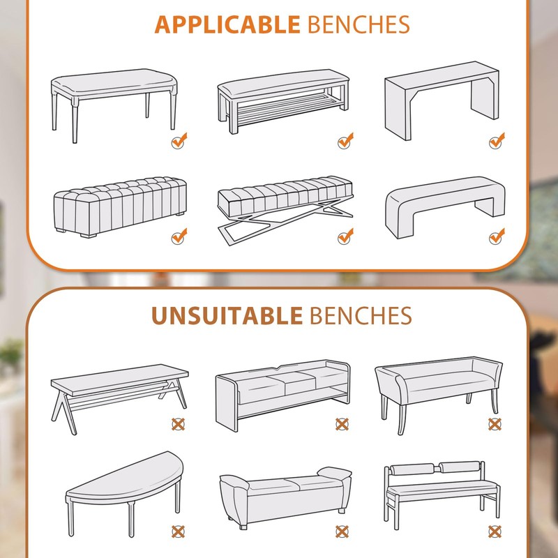 NICEEC Spandex Stretch Dining Bench Cover with Skirt Removable Bench