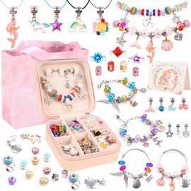UFU Charm Bracelet Making Kit - Girls DIY Beaded Jewelry Making Kit, Unicorn & Mermaid Gifts for Girls Toys Crafts for Girls Ages 5 6 7 8-12