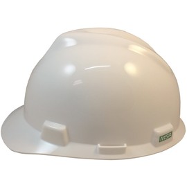 MSA V Cap Style Hard Hats with Lightweight Staz-On Suspension with Tote Bag - White