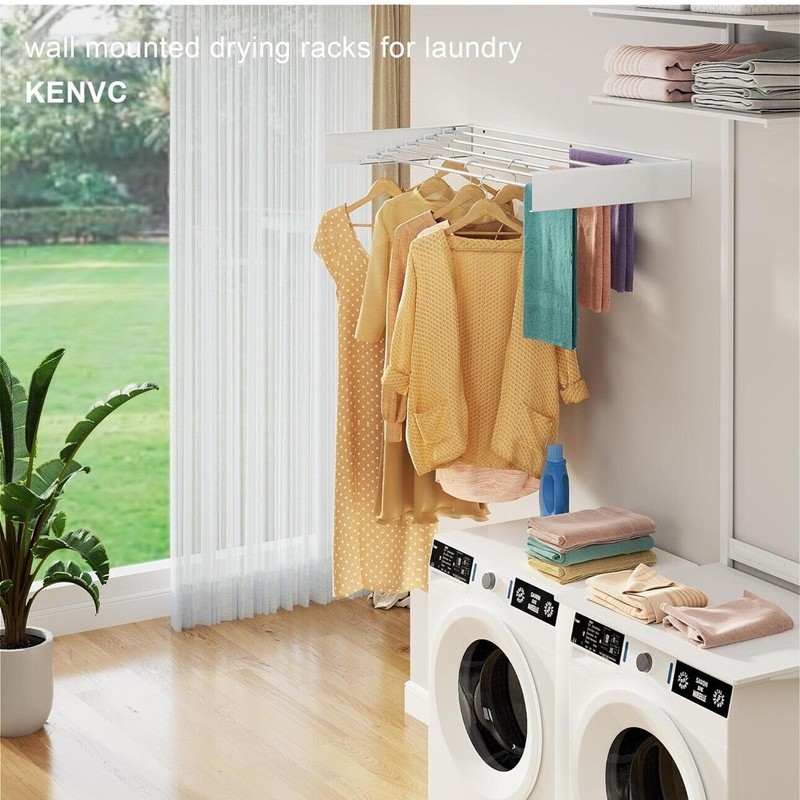 kenvc Wall Mounted Drying Rack, 31.5” Wide. 40 lbs Capacity