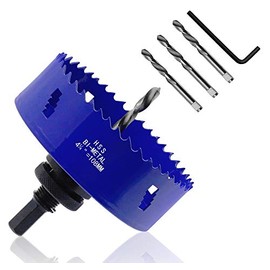 Seimneire 4-1/4 Inch Hole Saw with Heavy Duty Arbor, 1.2 Inch Cutting Depth HSS Bi-Metal Hole Drilling Cutter for Smoothly Cutting in Wood Cornhole Boards Plastic Drywall & Thin Metal