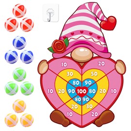 Valentine Gift for Kids, Pink Cartoon Dwarf Dart Board with 12 Sticky Balls Valentines Games, Large Kids Valentines Day Gifts for Boys Girls Toddlers, Valentines Games for Kids Party Classroom