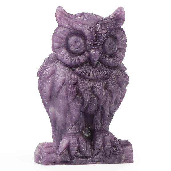 Artistone Purple Lepidolite Crystal Owl Statue Carved Owl Figurines Animal