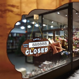 Handmade Vintage Open/Closed Sign - Weatherproof Wooden Double-Sided Hanging Sign for Cafe Bar Doors, Retail Storefronts & Windows, Decorative Reversible Business Hours Sign with Rope