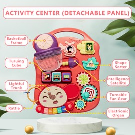 HYES Upgraded 5 in 1 Baby Walker and Activity Center for Baby Girl, Learning to Walk, Sit to Stand, Early Learning Push Toys for Infant 12 Months, Walking Toys Gift for Toddler Girls, Red