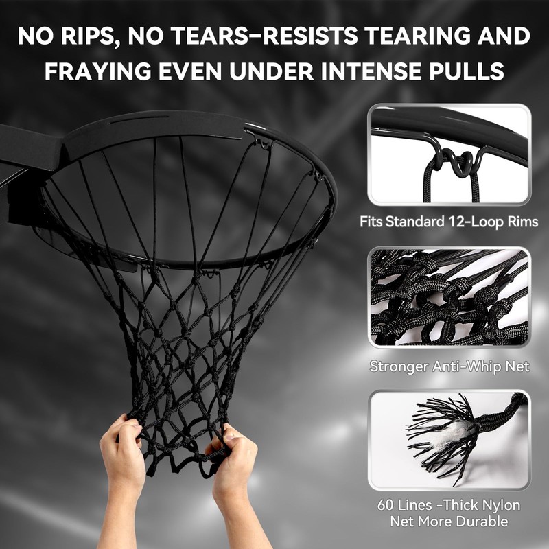Professional Basketball Net Replacement, Heavy Duty Nylon 12 Loops, All