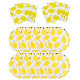 MaitianGuyou Lemon Birthday Party Supplies Tableware Set,Disposable Dinnerware Decoration Supplies Including 40PCS 7Inch Dinner Plates,40PCS Napkins for Fruit Party, Picnic, Wedding Baby Shower