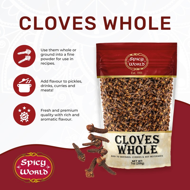 Whole Cloves 7 Oz Bag - Great for Foods, Tea,