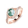 Plesitep 1Ct Natural Moss Agate Ring Sterling Silver/18K Gold Plated