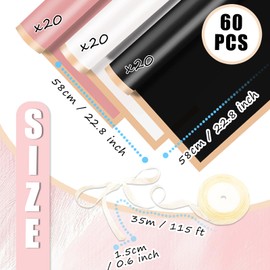 60 Sheet Flower Wrapping Paper,Bouquet Wrapping Paper,Pink Black White Waterproof Paper,Floral Wrapping Paper with Gold Edge Double Sided Paper for Florist Supply,Wedding,Valentine's,Birthday,Bouquet