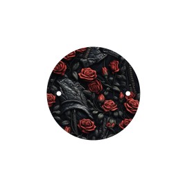 Kustom Cycle Parts Leather & Roses Harley Davidson Points / Timing Cover fits M8 Motors.  USA Made