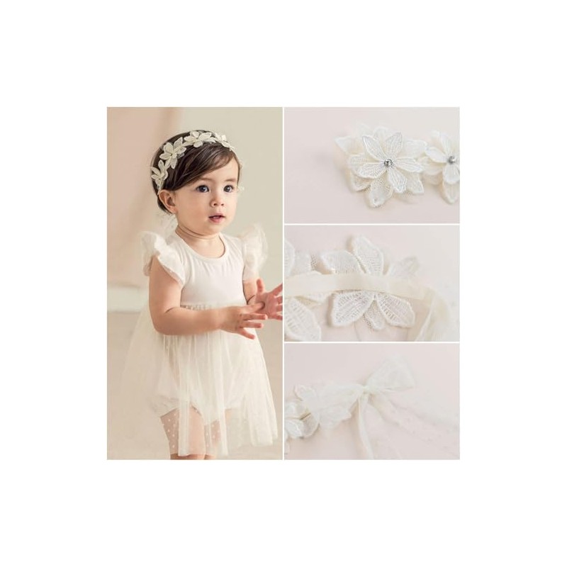 Diadema de Encaje Suave con Nudo de Lazo, 4 Pcs