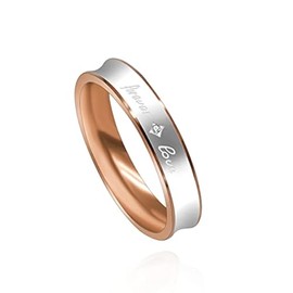 Uloveido 4mm Womens Forever Love Wedding Bands Rose Gold Stainless Steel Ring, Matching Couples Promise Rings for Her (Women, Size N1/2)