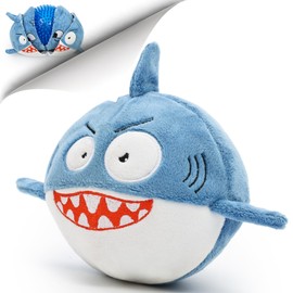 3-in-1 Shark Plush Dog Toy Ball—A Sturdy Rubber Ball with a Squeaker Inside, A Soft and Fun Chew-Resistant Pet Toy, Suitable for Dogs that Love to Chew or Need Relief from Stress and Boredom