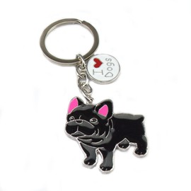 ZoonPark® Dog Key-ring Keychain,Lovely Cute Small Dog Puppy Keychain Keyring Metal Keychain Keyring Keyfob Key Ring Car Keyring Bag Charm (French Bulldog)