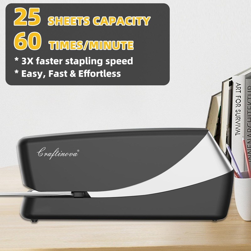 Craftinova Electric Stapler,Automatic,Inclued 2000 Staples and 1 Staple Remover, Heavy