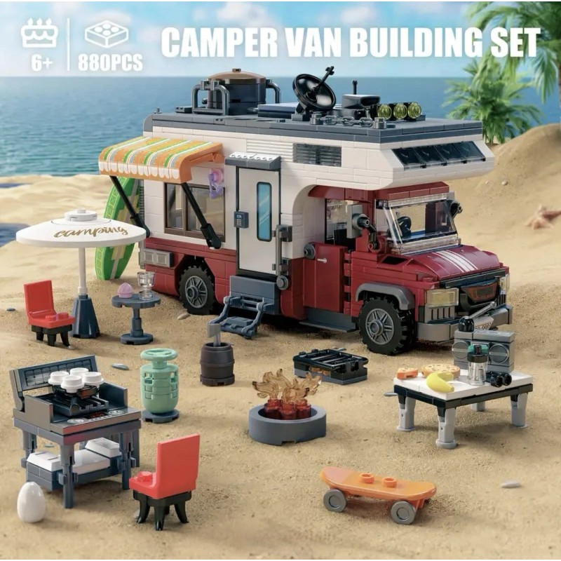TYCOLE Camper Van Building Block Set, 880 PCS, With Outdoor