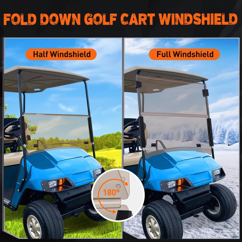 Nilight Golf Cart Windshield for Front Window Foldable Windproof UV